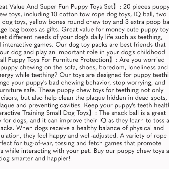 Dog Chew Toys for Puppy Teething - 20 Pack Indestructible Pet Dog Toys for Puppy - Picture 8 of 8